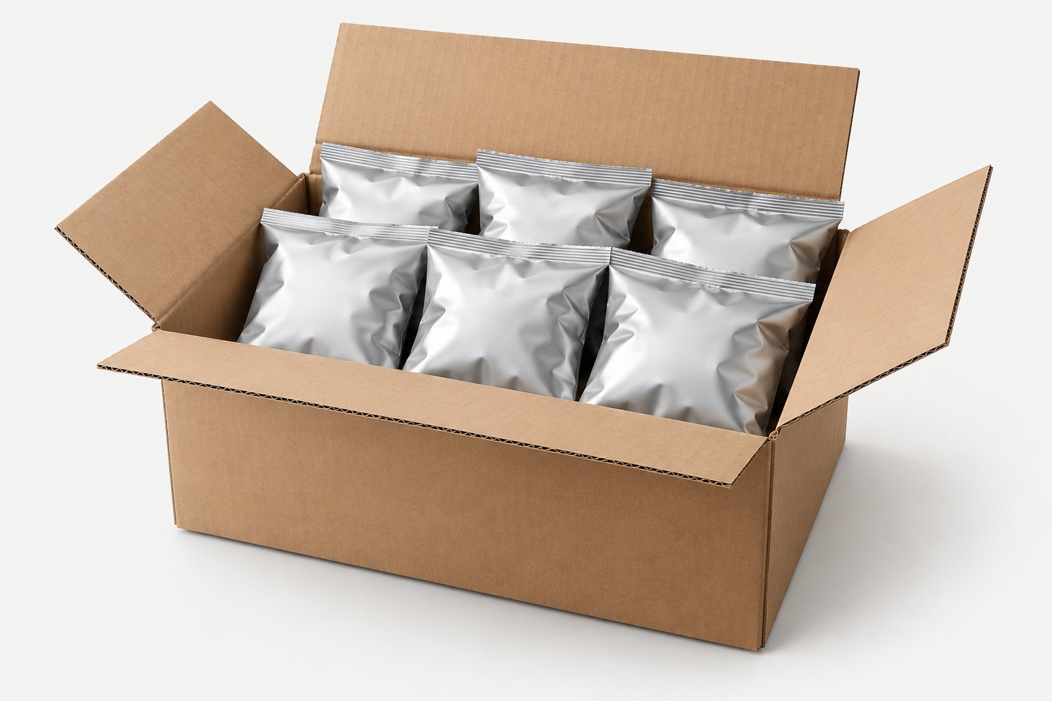 Caja de cartón con bolsas de alimento
