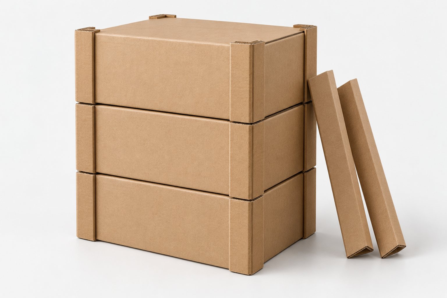 Estiba de cajas con esquineros de cartón