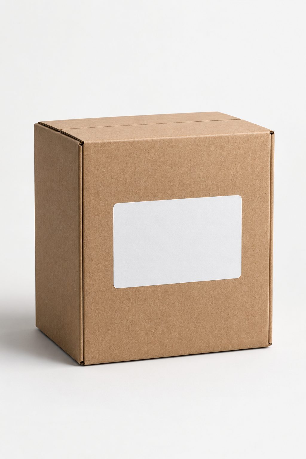 Caja de cartón corrugado con etiqueta autoadherible